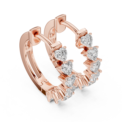 Elegant Heart Diamond Hoops