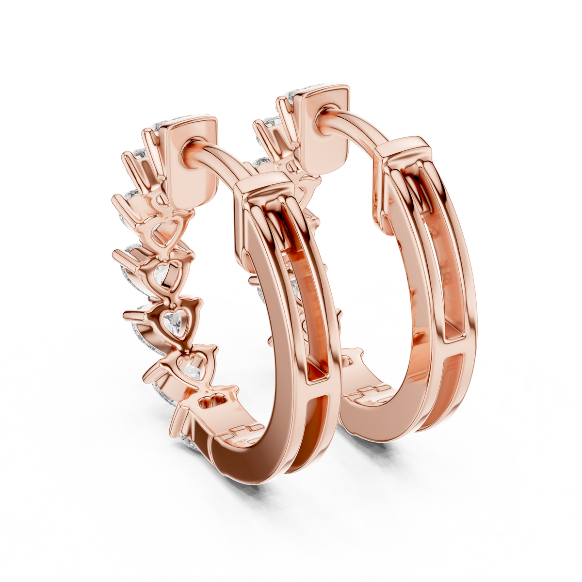Elegant Heart Diamond Hoops