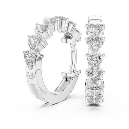 Elegant Heart Diamond Hoops