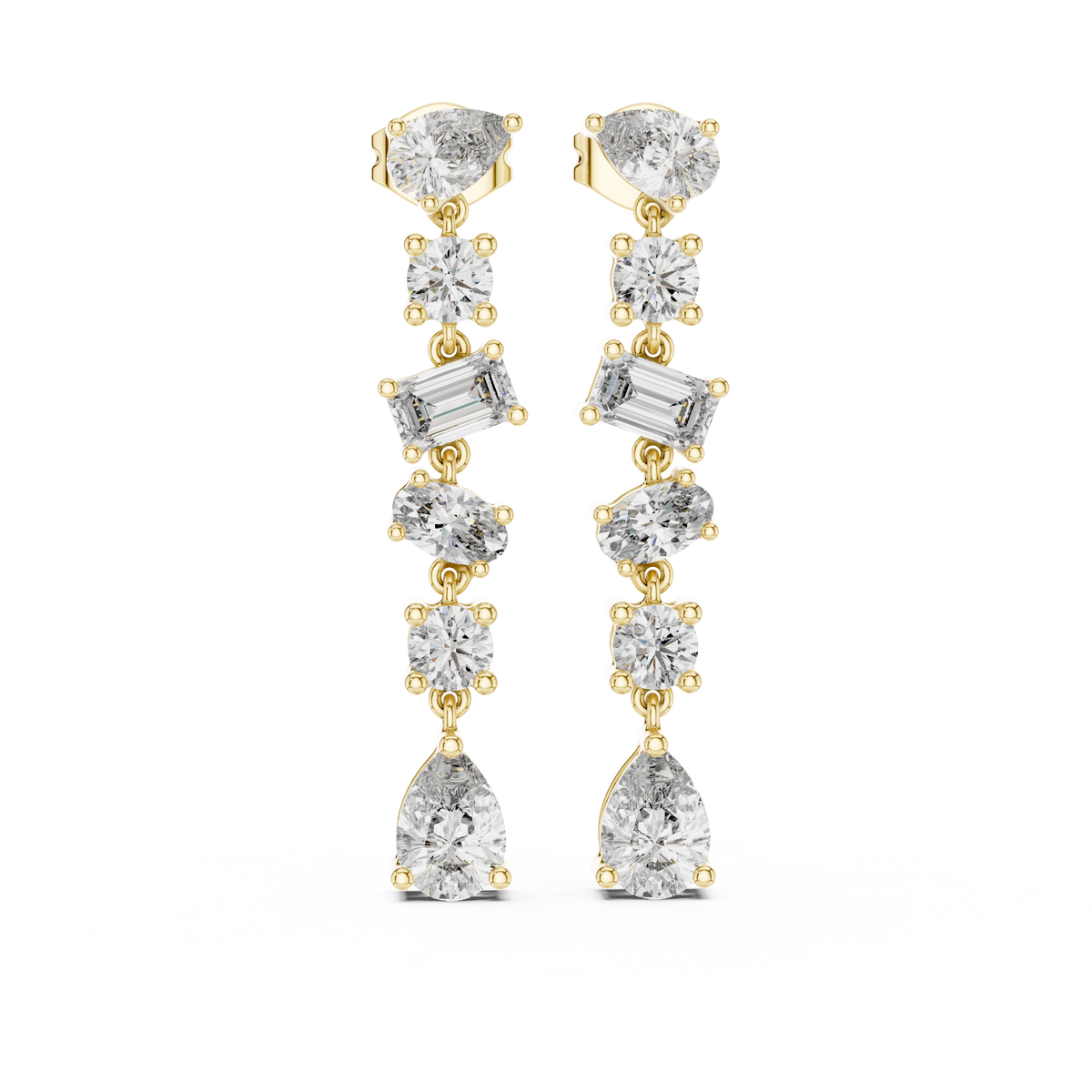 Elegant Mixed Cut Diamond Drop Earring