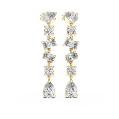 Elegant Mixed Cut Diamond Drop Earring