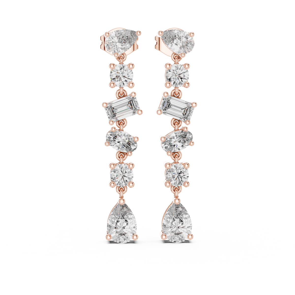 Elegant Mixed Cut Diamond Drop Earring