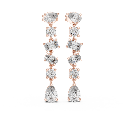 Elegant Mixed Cut Diamond Drop Earring