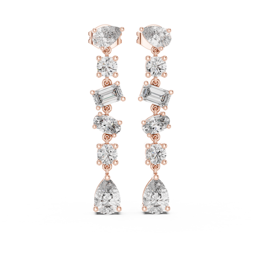 Elegant Mixed Cut Diamond Drop Earring