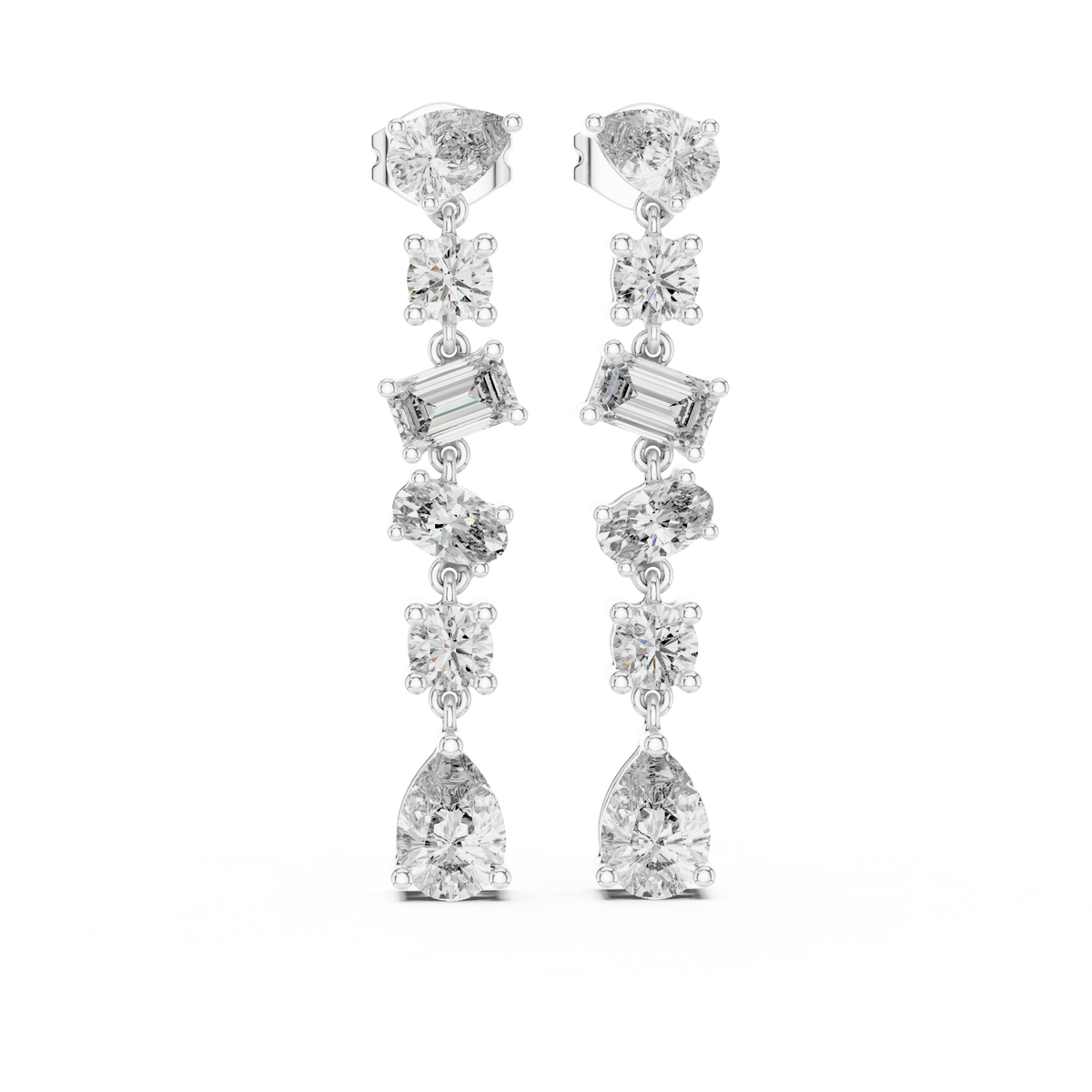 Elegant Mixed Cut Diamond Drop Earring