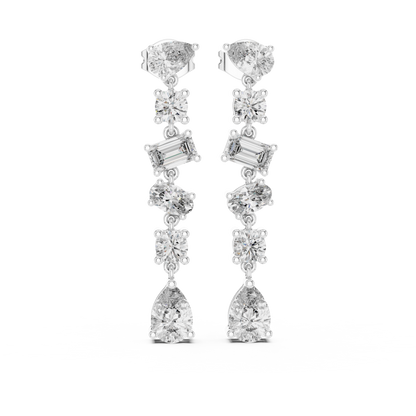 Elegant Mixed Cut Diamond Drop Earring
