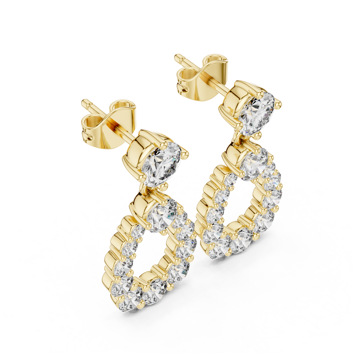 Elegant Round Diamond Loop Drop Earring
