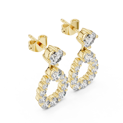 Elegant Round Diamond Loop Drop Earring