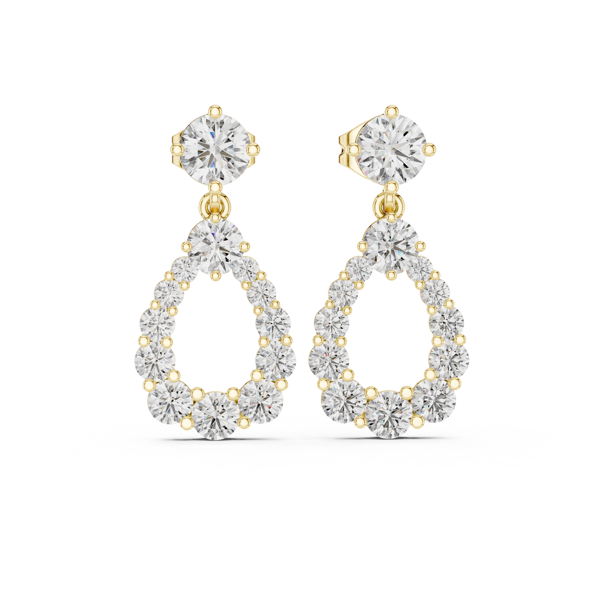 Elegant Round Diamond Loop Drop Earring