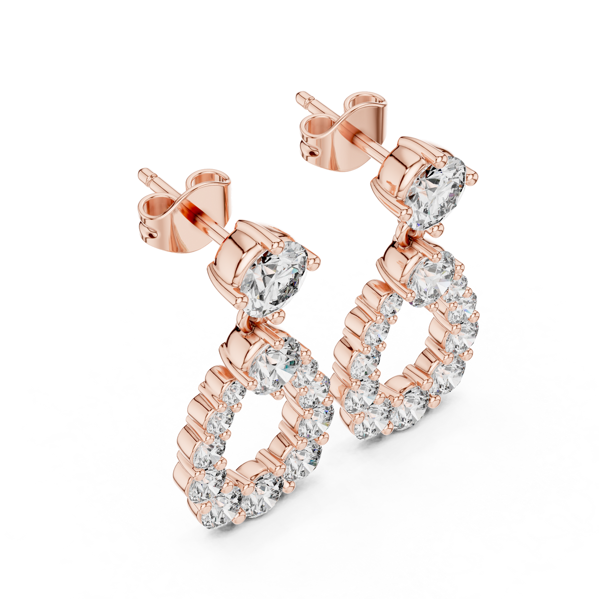 Elegant Round Diamond Loop Drop Earring