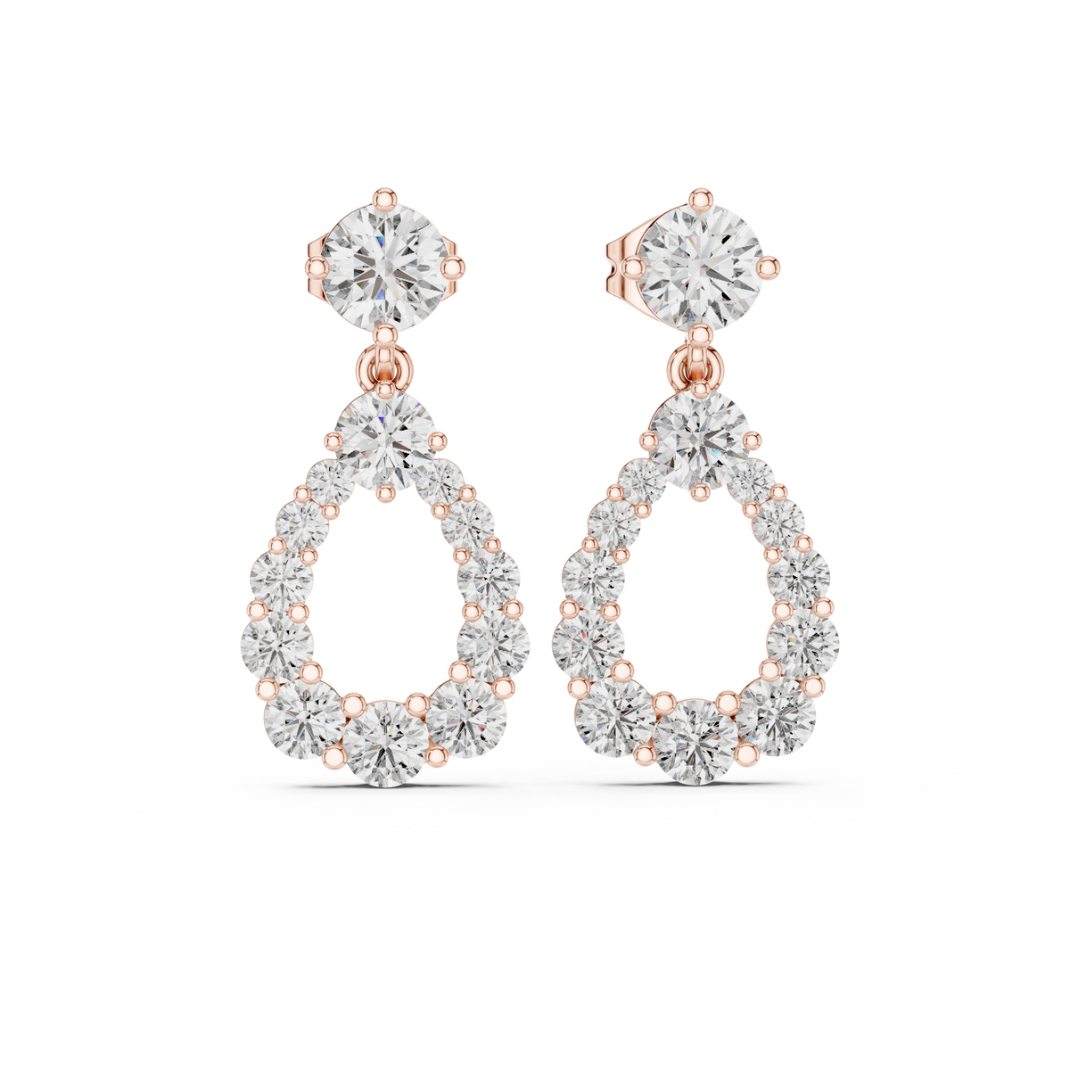 Elegant Round Diamond Loop Drop Earring