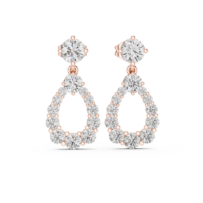 Elegant Round Diamond Loop Drop Earring