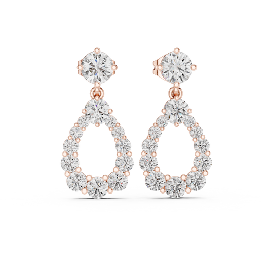 Elegant Round Diamond Loop Drop Earring