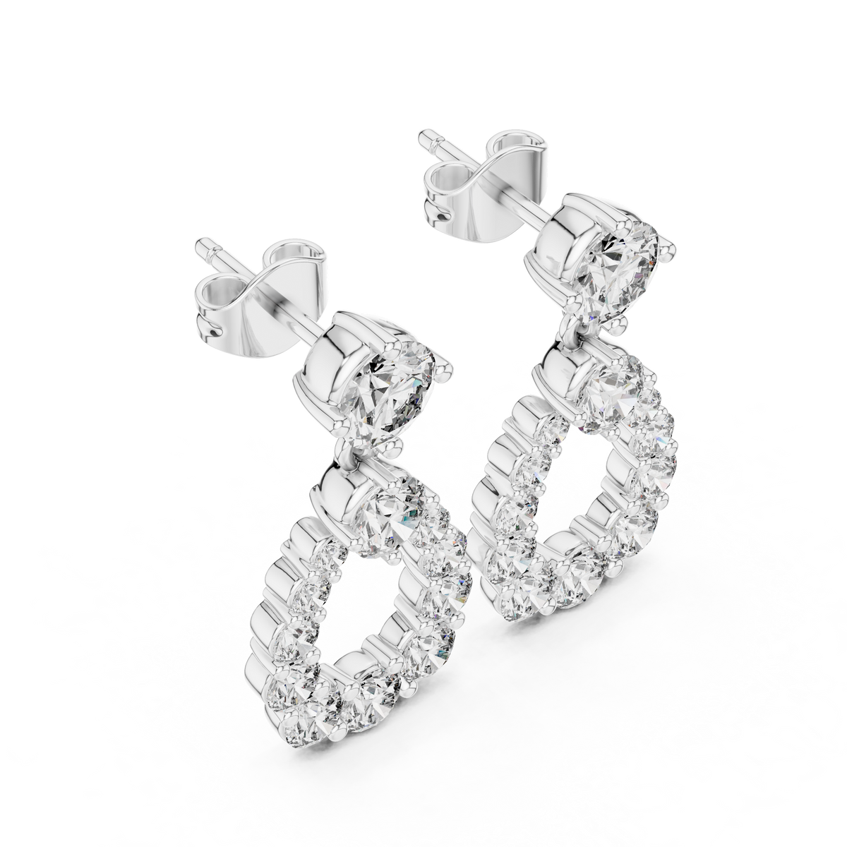 Elegant Round Diamond Loop Drop Earring
