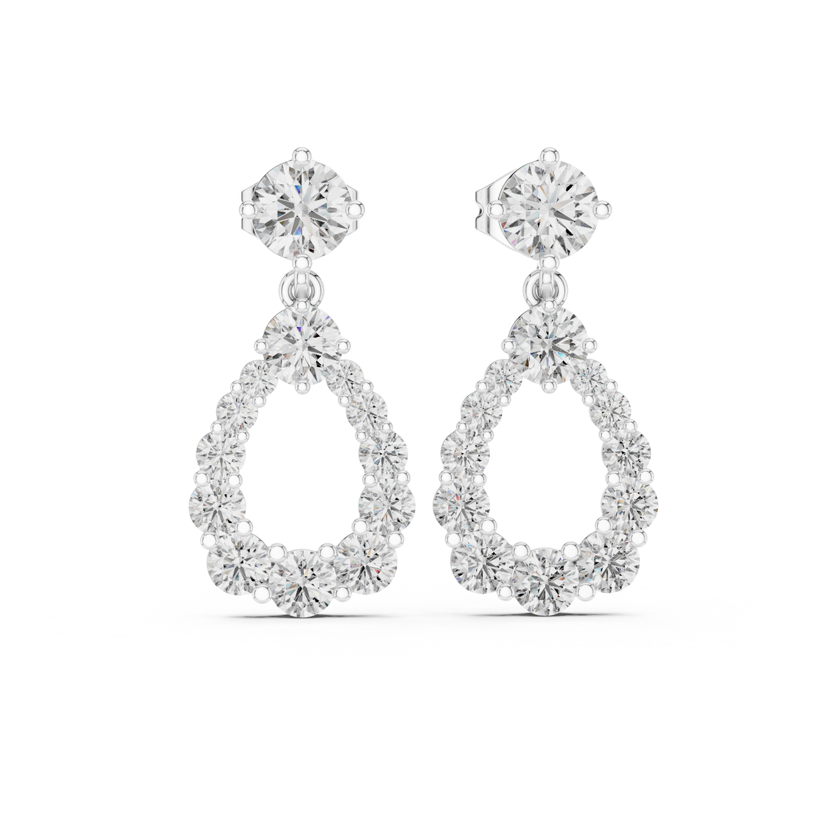 Elegant Round Diamond Loop Drop Earring