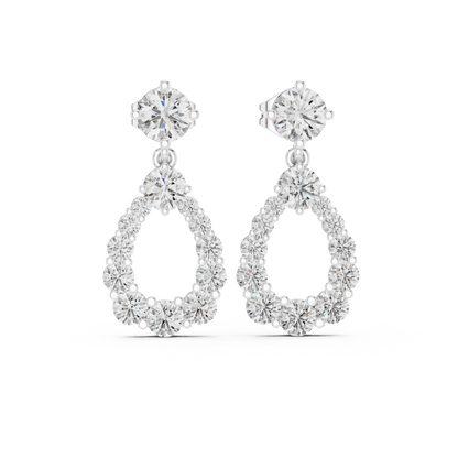 Elegant Round Diamond Loop Drop Earring