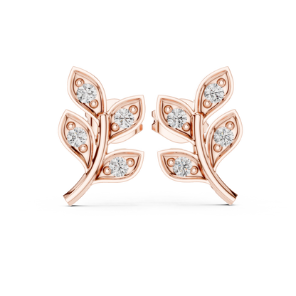 Elegant Botanical Leaf Diamond Studs