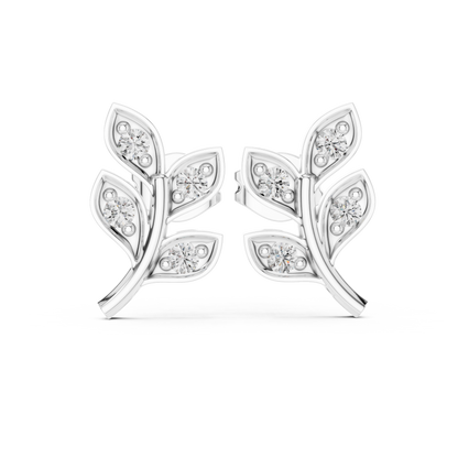 Elegant Botanical Leaf Diamond Studs