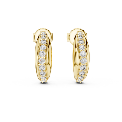 Elegant Curved Pavé Diamond J Hoops