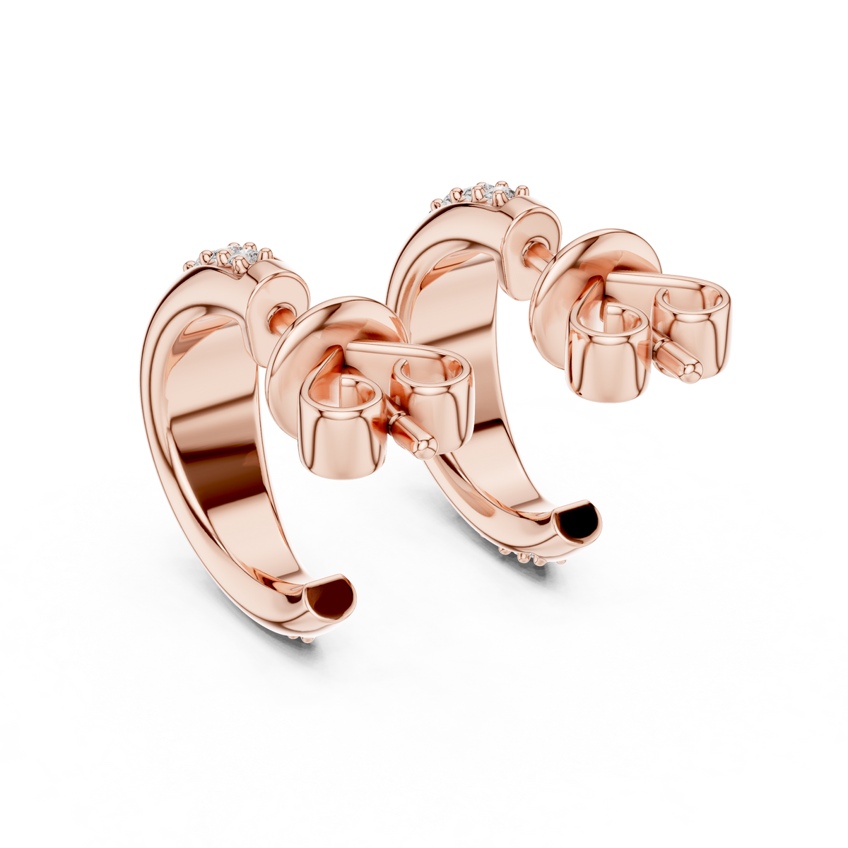 Elegant Curved Pavé Diamond J Hoops