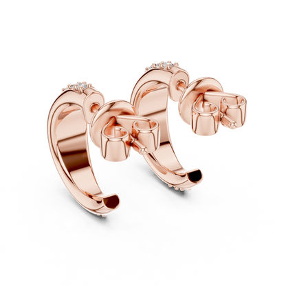 Elegant Curved Pavé Diamond J Hoops