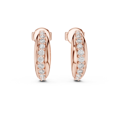 Elegant Curved Pavé Diamond J Hoops