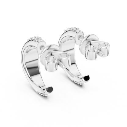 Elegant Curved Pavé Diamond J Hoops