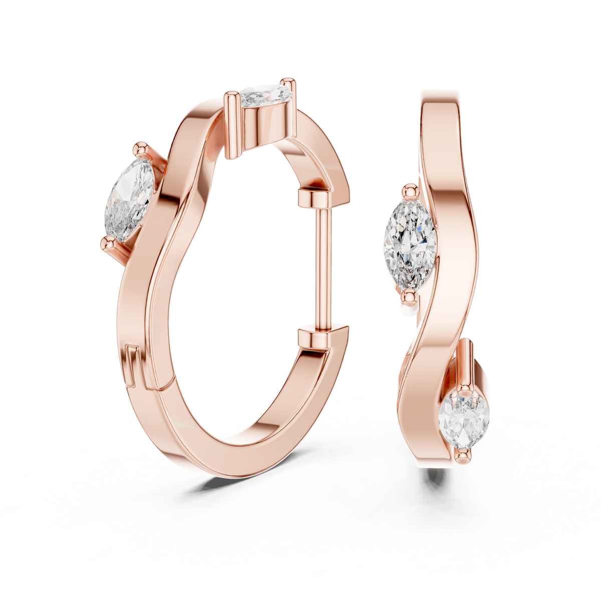 Elegant Marquise Accent Sculpted Hoops
