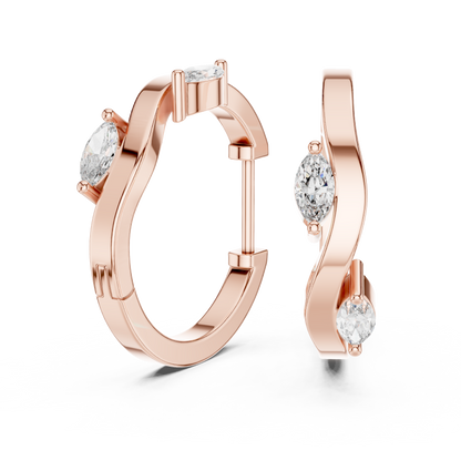 Elegant Marquise Accent Sculpted Hoops