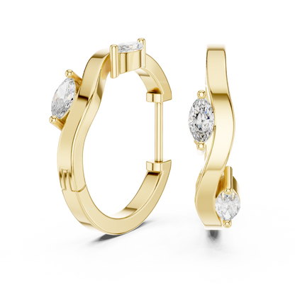 Elegant Marquise Accent Sculpted Hoops
