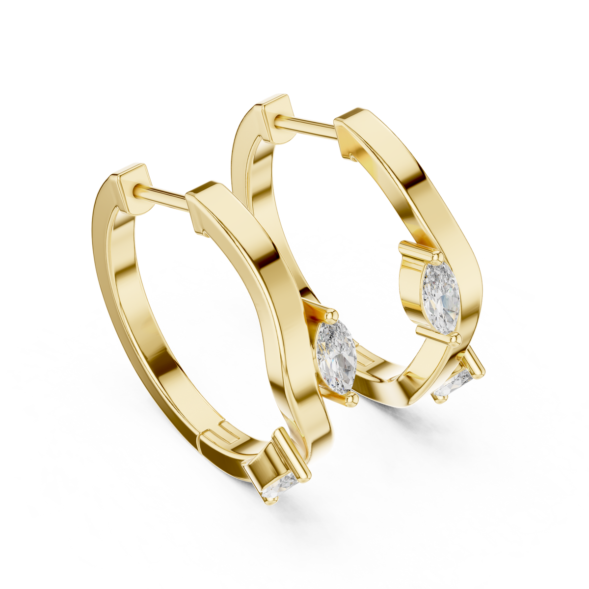 Elegant Marquise Accent Sculpted Hoops