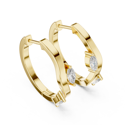 Elegant Marquise Accent Sculpted Hoops