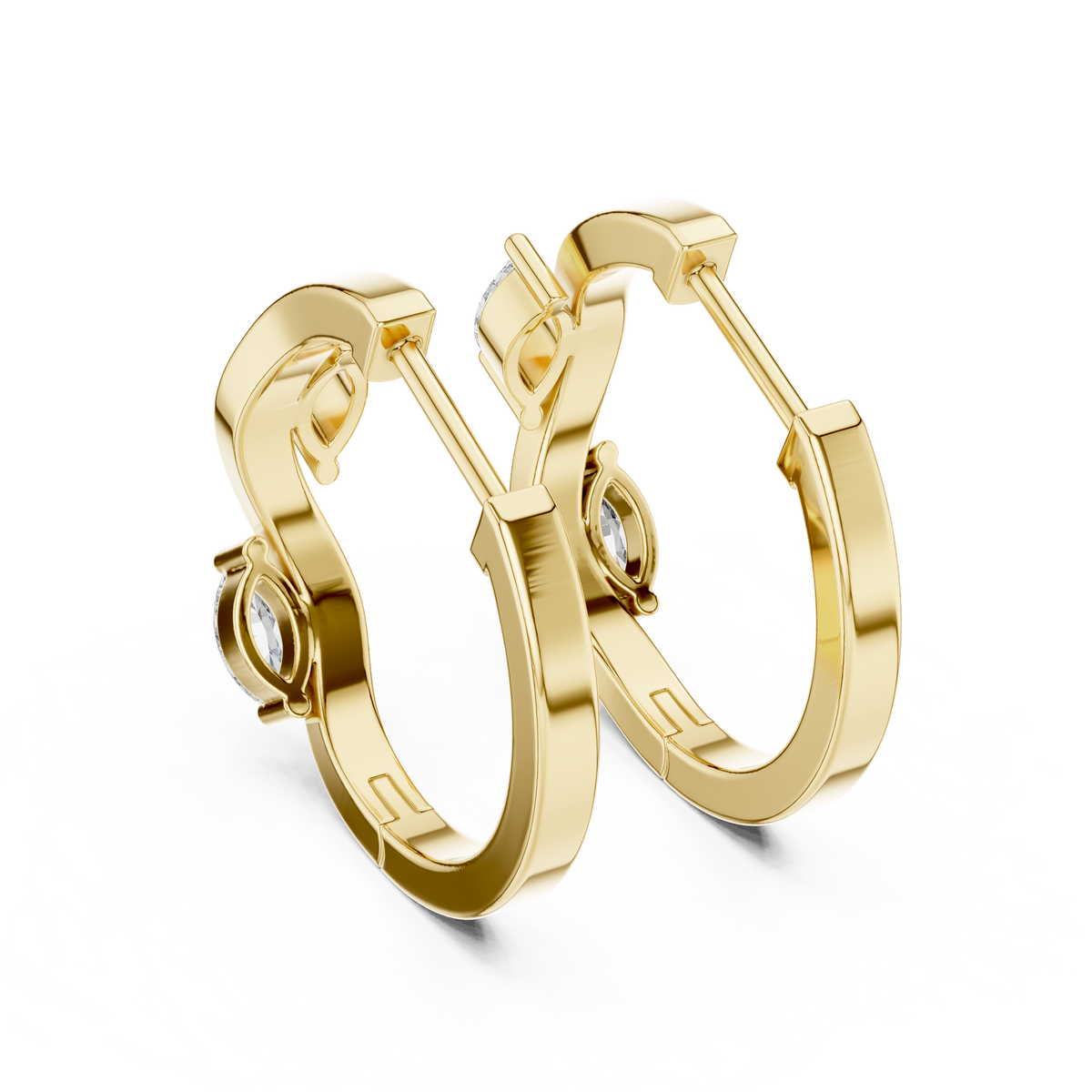 Elegant Marquise Accent Sculpted Hoops