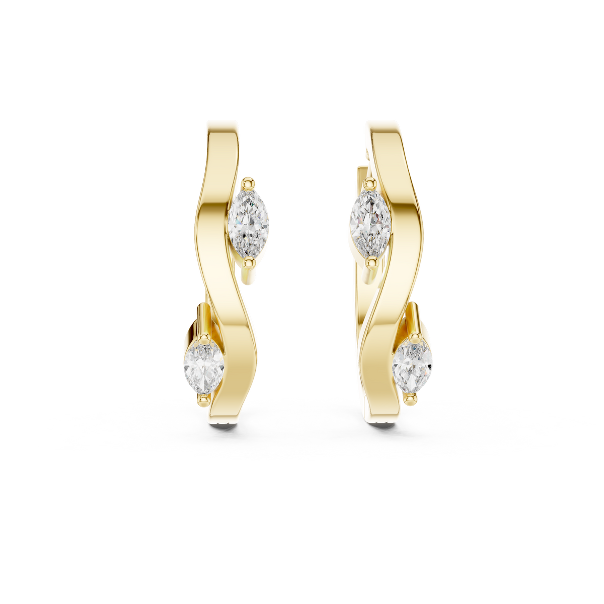 Elegant Marquise Accent Sculpted Hoops