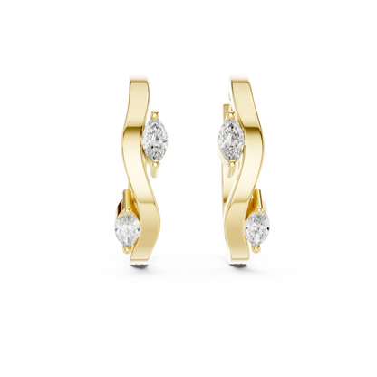 Elegant Marquise Accent Sculpted Hoops