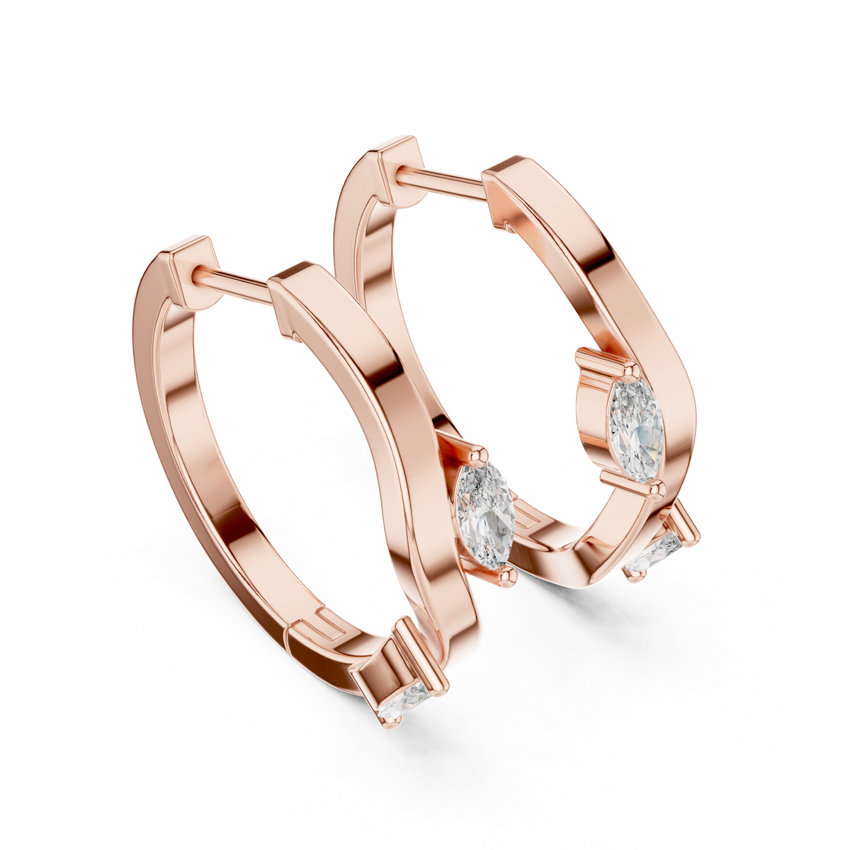 Elegant Marquise Accent Sculpted Hoops