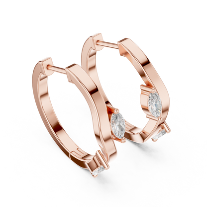 Elegant Marquise Accent Sculpted Hoops