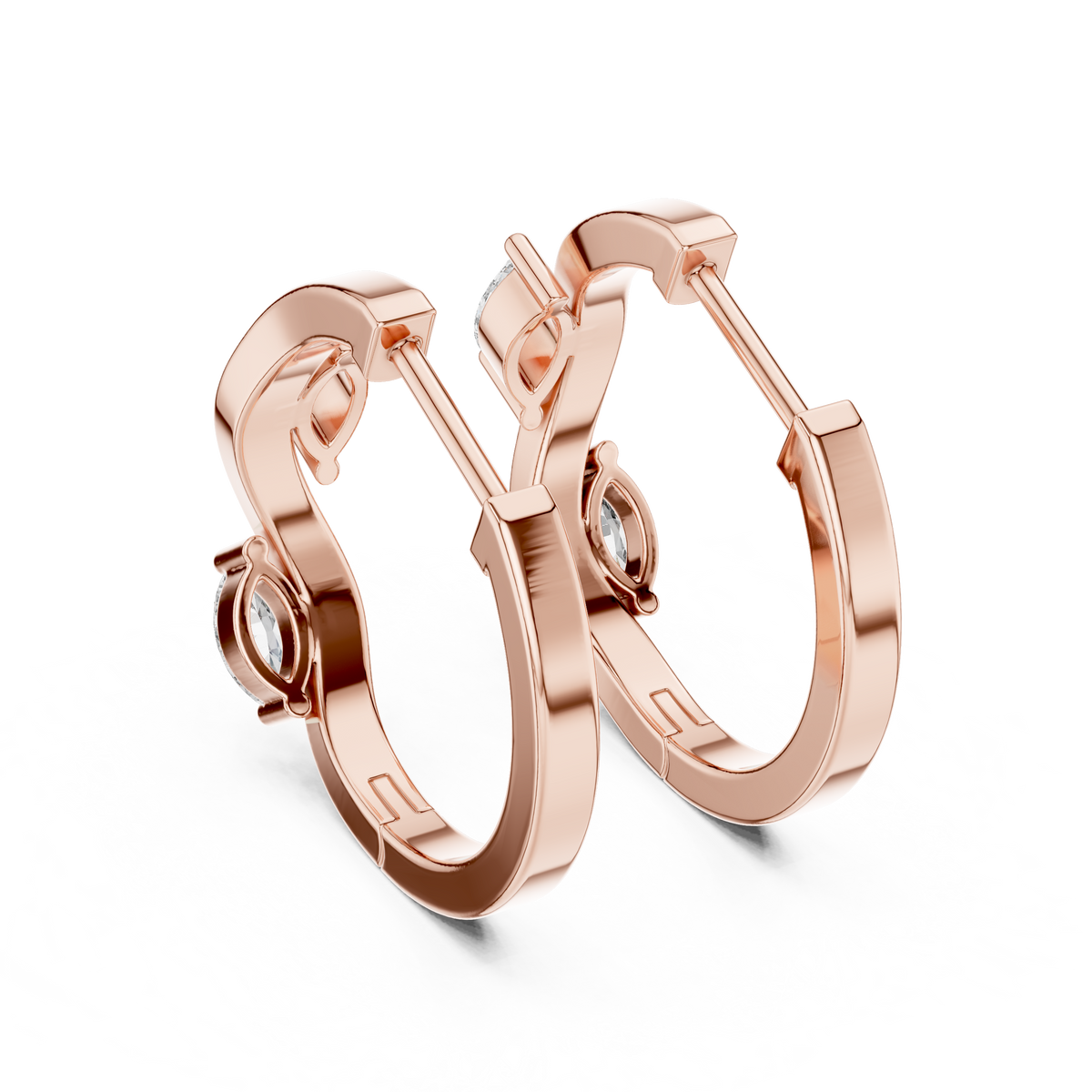 Elegant Marquise Accent Sculpted Hoops