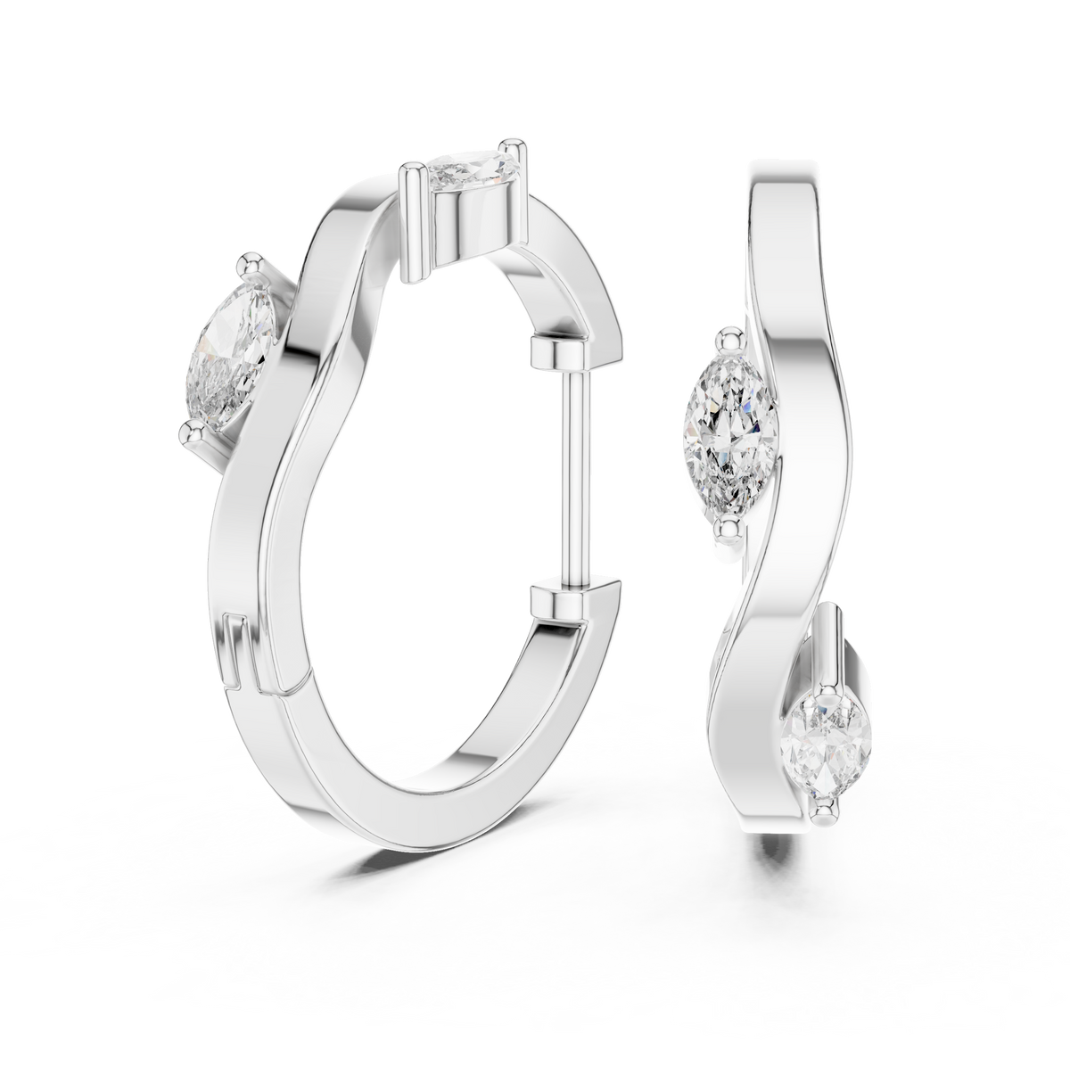 Elegant Marquise Accent Sculpted Hoops