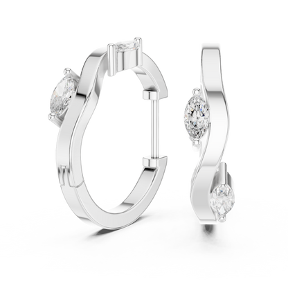 Elegant Marquise Accent Sculpted Hoops