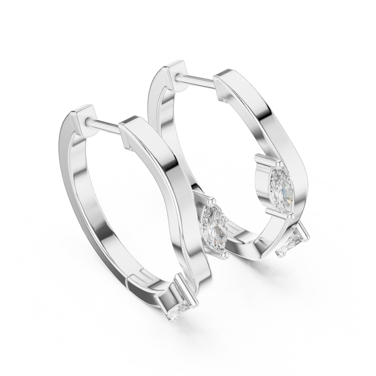 Elegant Marquise Accent Sculpted Hoops