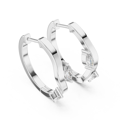 Elegant Marquise Accent Sculpted Hoops