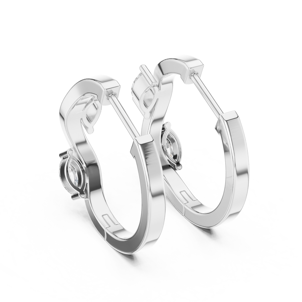 Elegant Marquise Accent Sculpted Hoops