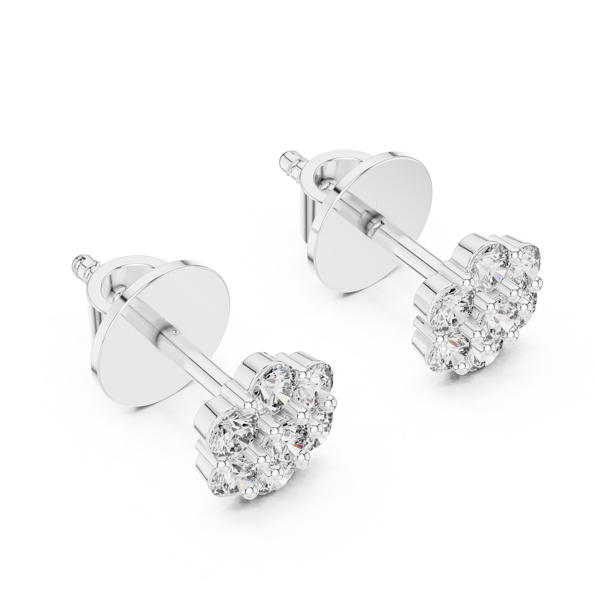 Orlisse Round Diamond Cluster Studs