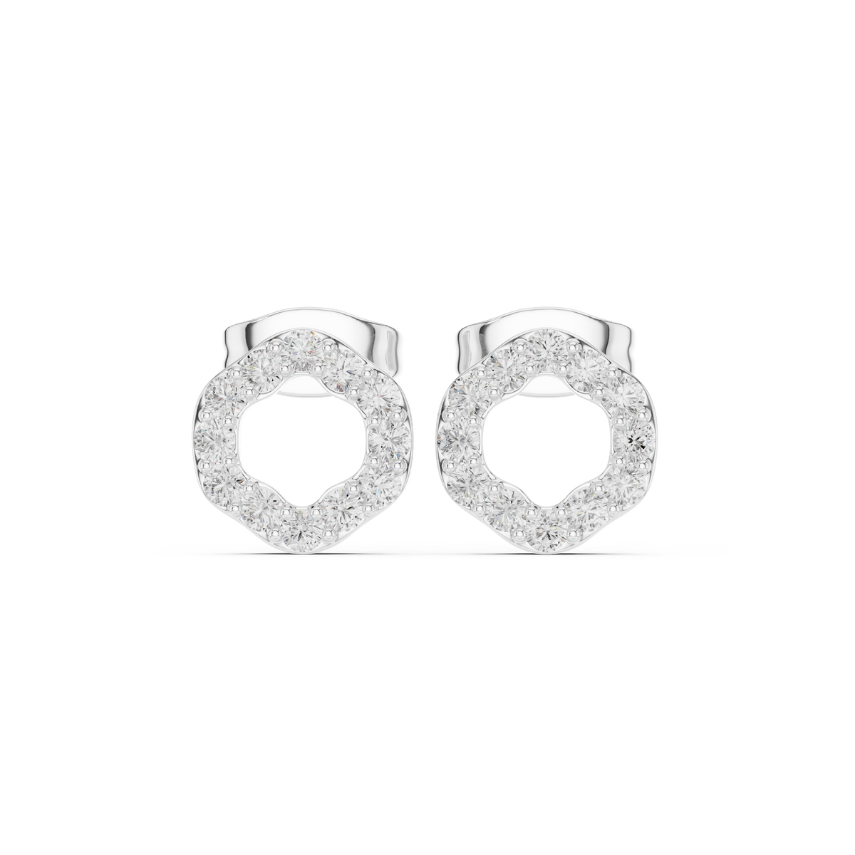 Flora Halo Moissanite Open Flower Stud Earrings in 925 Sterling Silver