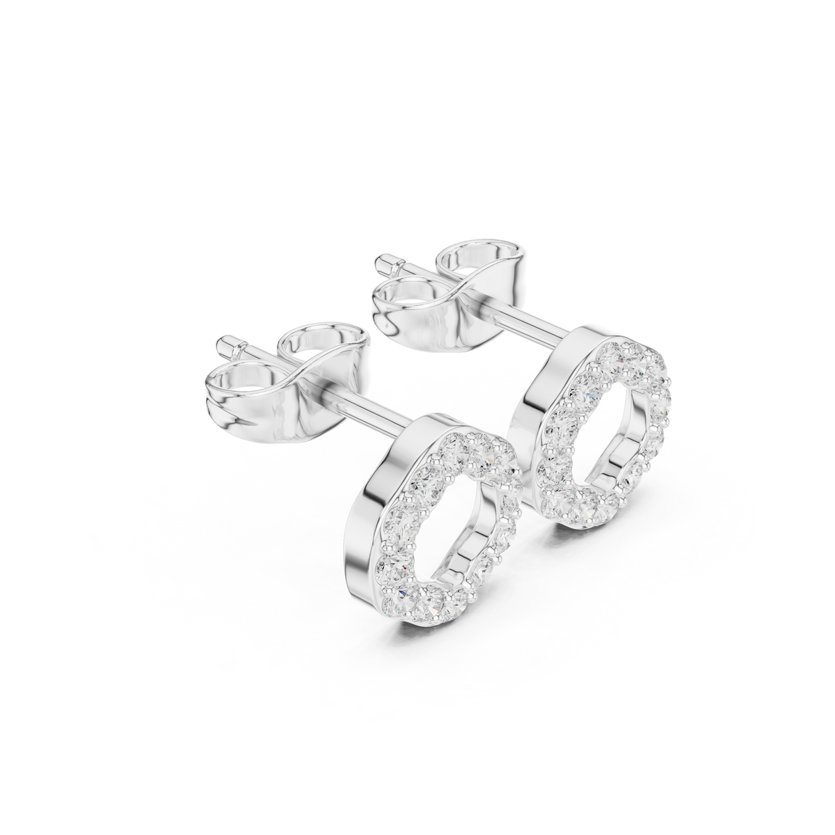 Elviora Round Diamond Pavé Studs