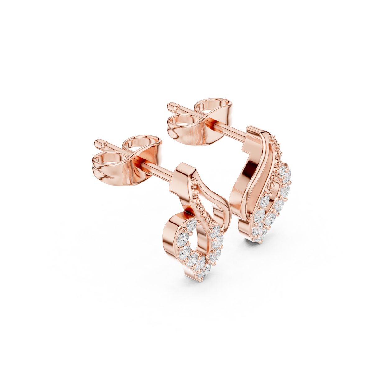 Elira Sculpted Diamond Leaf Studs