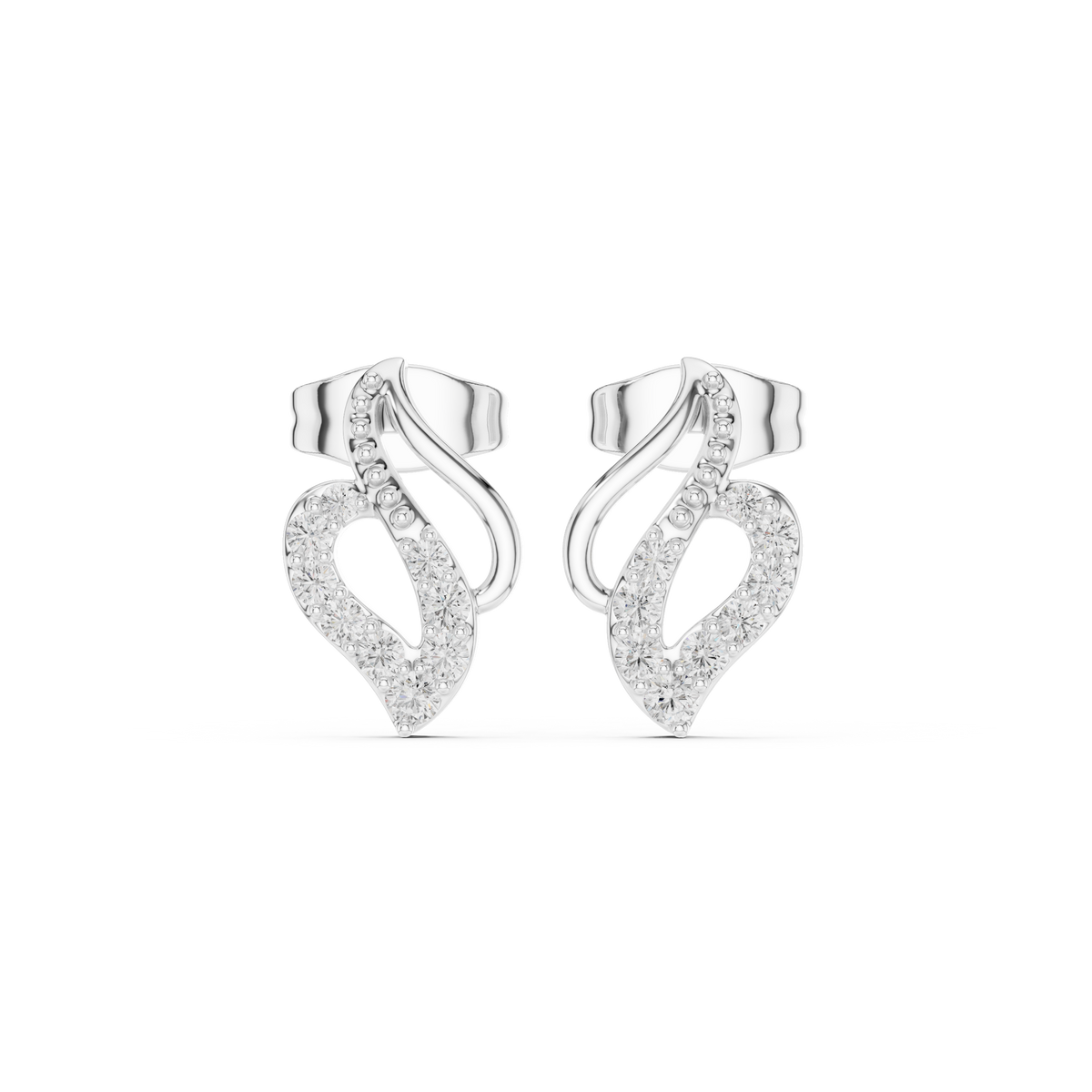 Elira Sculpted Diamond Leaf Studs