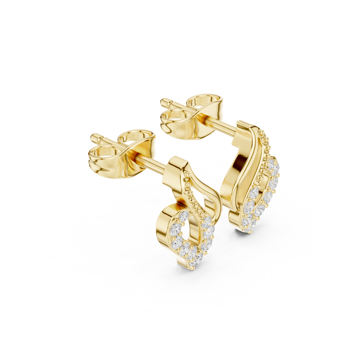 Elira Sculpted Diamond Leaf Studs