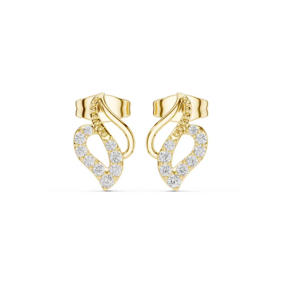 Elira Sculpted Diamond Leaf Studs